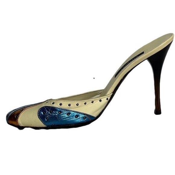 Navyboot Womens Vero Cuoio High Heel Mules Size 38 / 7.5M Leather Multicolor - Picture 7 of 10